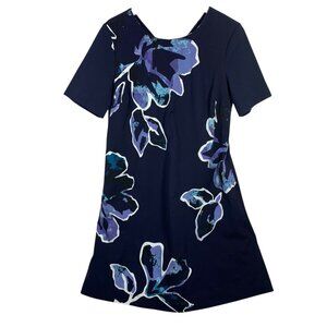 REITMANS short-sleeved, navy blue dress with a floral print size small